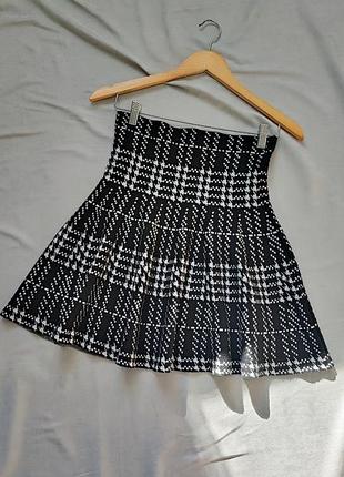 Тепла спідниця міні в гусячу лапку/ теплая юбка мини в гусиную лапку