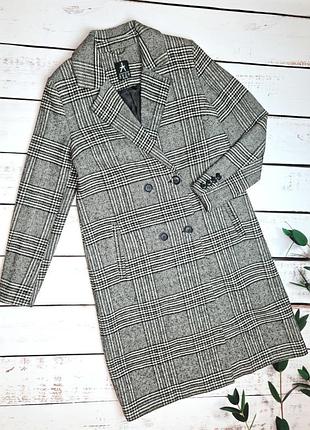 1+1=3 стильное женское пальто двубортное в клетку 27% шерсть atmosphere, размер 46 - 48