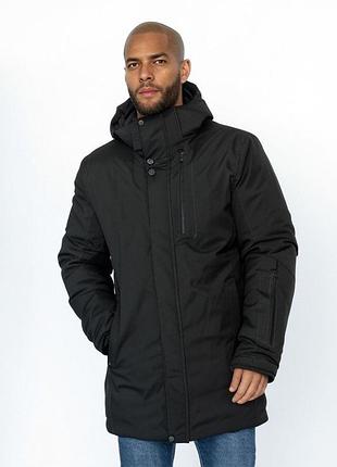 Зимова чоловіча куртка єврозима  з капюшоном ugos чорна