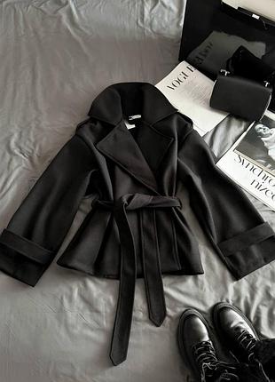 Осеннее кашемировое пальто тренч с поясом