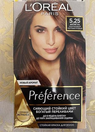 Фарба для волосся l’oréal paris preference, 5.25 антігуа каштановий перламутровий