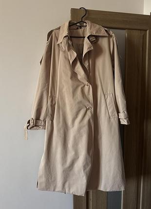 Бежевий тренч подовжений оверсайз