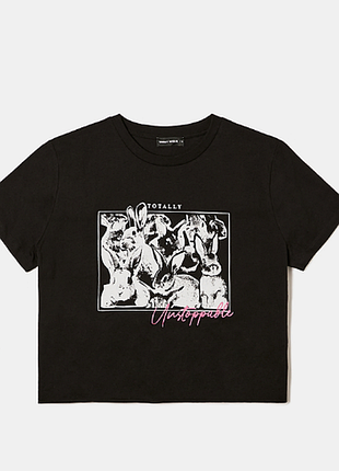 Укороченная футболка с принтом кроликов