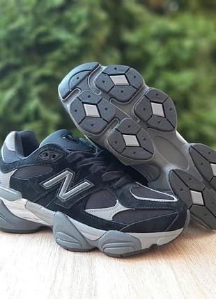 Кроссовки зимние new balance 9060 черные с серым