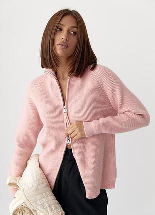 В'язаний кардиган із коміром на блискавці теплий в'язаний кардиган з високою горловиною