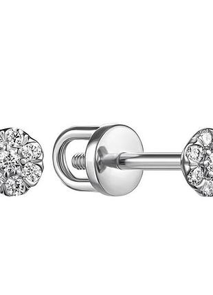 Сережки з білого золота 585 з діамантами, вага 0,84 г