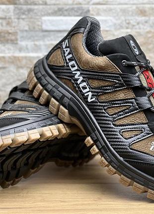 Чоловічі шкіряні кросівки salomon terra drive olive