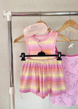 Рожева бавовняна піжама з шортами 🩷