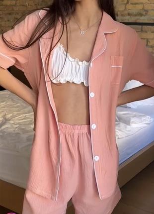 Піжама костюм шорти і сорочка