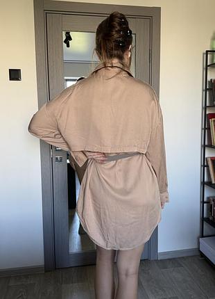 Сукня - рубашка, довга сорочка vero moda, бежева сукня сорочка