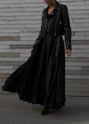 Спідниця шовкова з підкладом чорна біла юбка черное белая макси