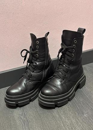 Черевики жіночі зимові з натуральної шкіри, 37 розмір, теплі жіночі черевики зимові шкіряні з овчиною