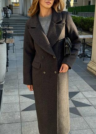 Накладной платеж ❤ 85% шерсть шерсть шерстяная демисезонное двубортное теплое пальто миди на пуговицах на вискозной подкладке