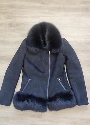 Искусственная дубленка с натуральным мехом песца