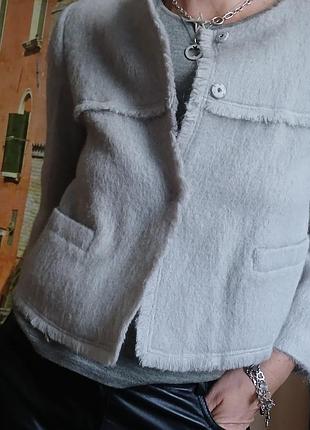 Жакет "шанель" тёплый альпака шерсть махер шёлк