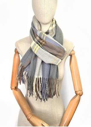 Шарф теплый женский кашемировый голубой капучино