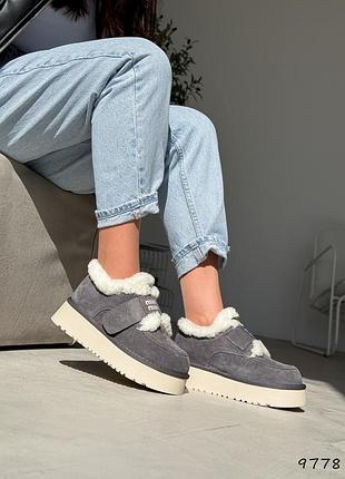 Уггі жіночі сірі натуральний замш на