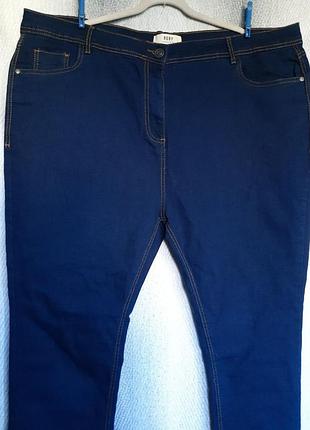 Женские темно синие летние джинсы батал высокая посадка большой размер высокий рост,