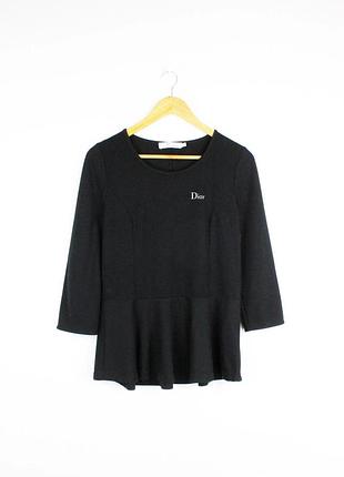 Топ dior uniforms чорного кольору з баскою s-m