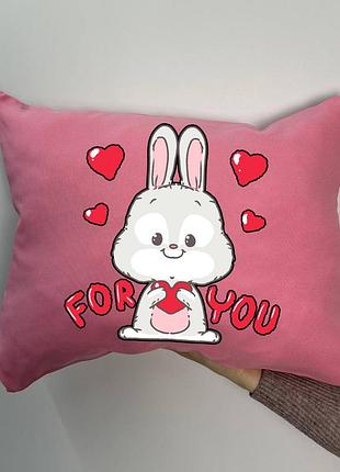Подушка з принтом габардинова для тебе, рожева 35х45 (1268)