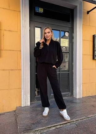 Спортивный костюм женский из теплой ткани джерси 42-48 черный