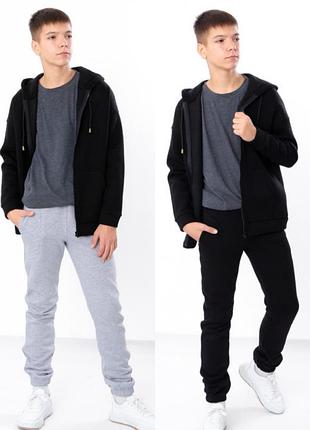 Теплі спортивні штани на флісі з манжетами на резинці для хлопців підлітків, тринитка, тёплые спортивные штаны на флисе  для мальчика