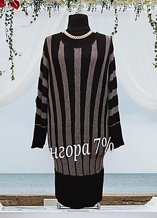 Брендовое ангоровое акриловое платье туника удлиненный свитер