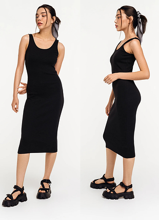 Сукня міді по фігурі в рубчик літня sinsay