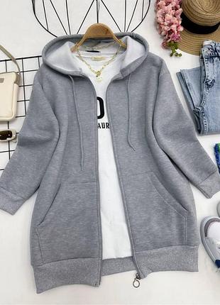 Удлиненная худи на флисе ❤️‍🔥 топ цена и качество