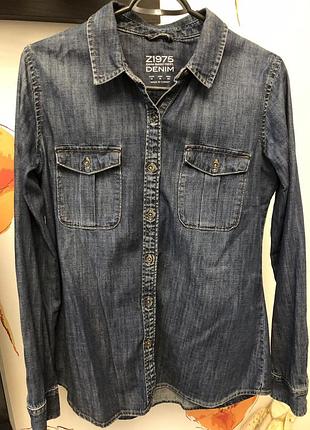 Сорочка джинсова жіноча zara р.m темно-синя