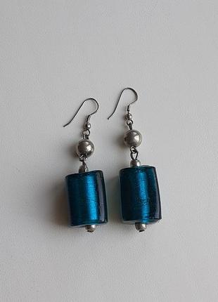 Серьги с бусинами из арт стекла