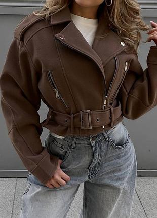 Косуха із замшу кольору шоколад