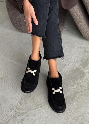 Жіночі утепленні лофери із натуральної замші 10714