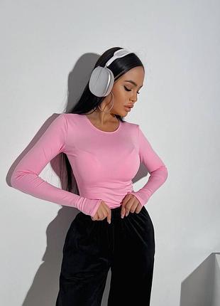 Базовий жіночий лонгслів з розрізом під пальчик на мікродайвінгу