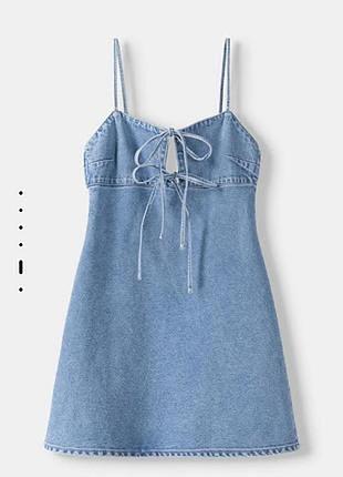 Сукня джинс міні із завʼязками
