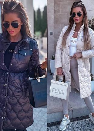 Стильна куртка пальто жіноче на силіконі холодна осінь зима