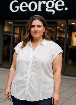 Блуза жіноча george біла класичний крій 100% бавовна короткий рукав розмір 5xl