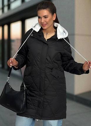 Пальто женское черное/бежевое/серый цвет