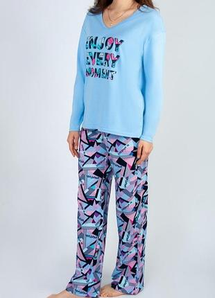 Голубая пижама, лонгслив, штаны, 2 хл 🩵