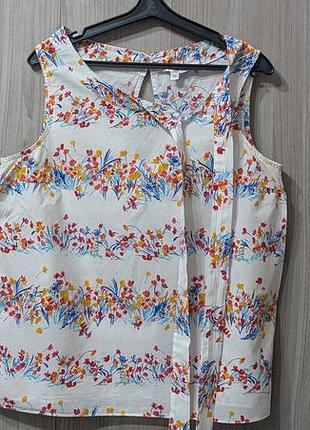 Легкая летняя блузка (топ) с цветочным принтом, и