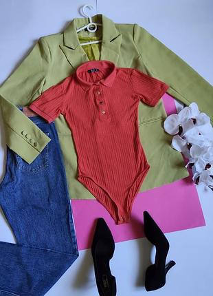 Супермодное боди-футболка в рубчик s 🩷