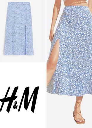 Спідниця квітковий принт з розрізом на нозі від h&m