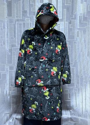 Худі плед оверсайз 11-14 років грінч grinch зріст 146-165 см подовжена кофта піжама тепла дитяча різдво