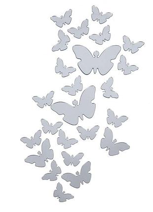 Зеркальный декор акриловый самоклеющийся бабочки серебро,25шт (d) sw-00002521