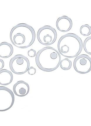 Зеркальный декор акриловый самоклеющийся серебро, 24шт (d) sw-00002523