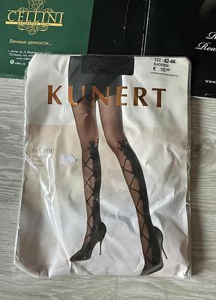 Красивые черные колготки с узором