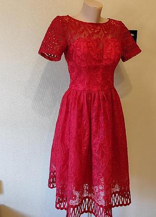 Шикарное красное кружевное платье спhi chi london