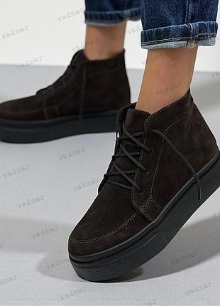 36-41 гг высокие кеды на платформе натуральная кожа/замша черные, бежевый, коричневый, капучино