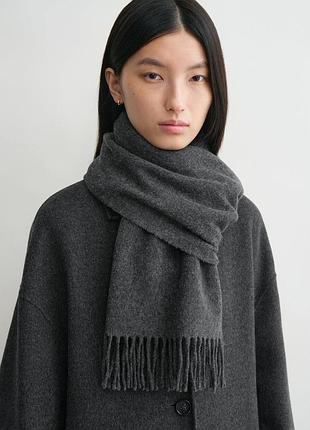 H&m сірий базовий вовняний шарф серый базовый шерстяной шарф