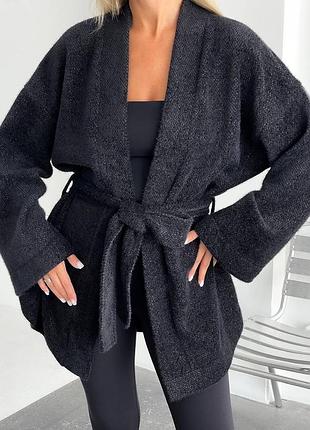 Жіночий кардиган з пухнастої ангори в 5-х кольорах: сірий, молочний, чорний, бежевий та шоколадний в універсальному розмірі 42-52